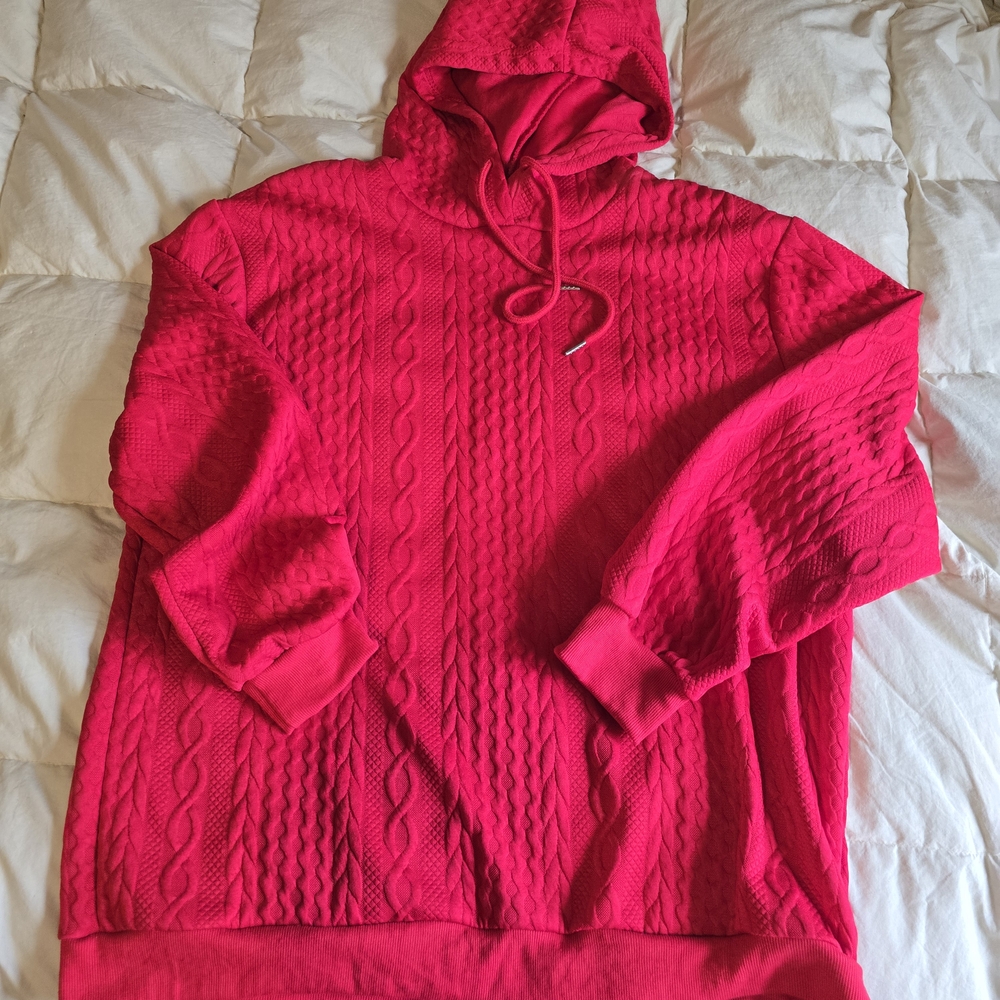 Vibrant Red Hooded Top XL